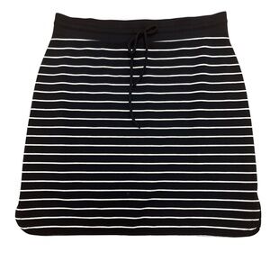 T BY TALBOTS Women’s Large Petite Navy White Nautical Stripe Skirt Preppy Pima